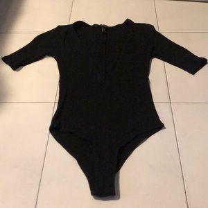 Deep V short sleeve bodysuit